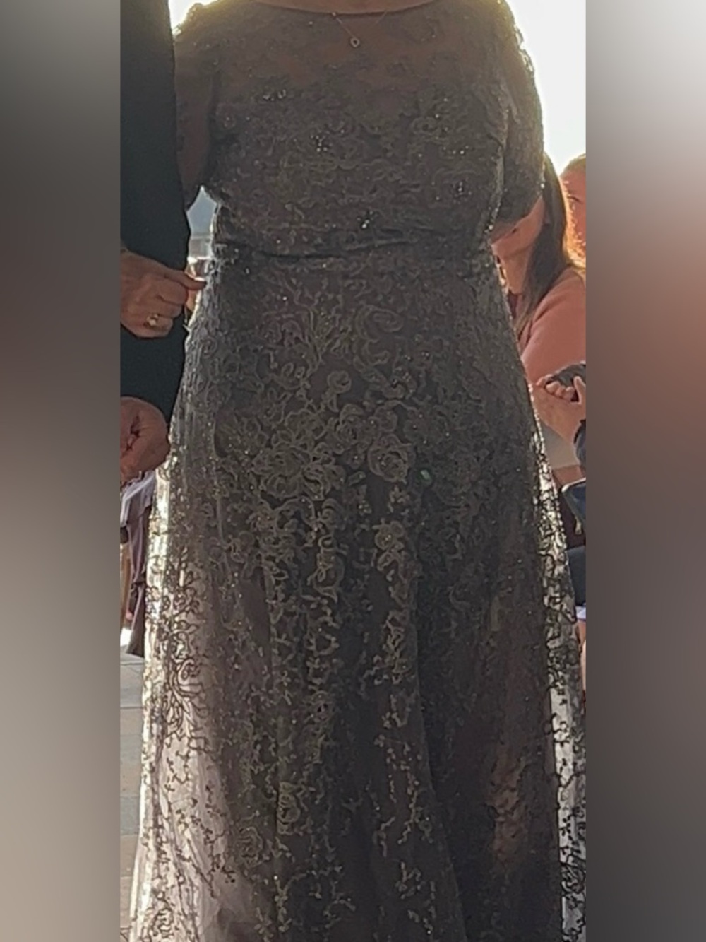 Mother of the bride - Elegant Lace Evening Dress - Dark Gray
